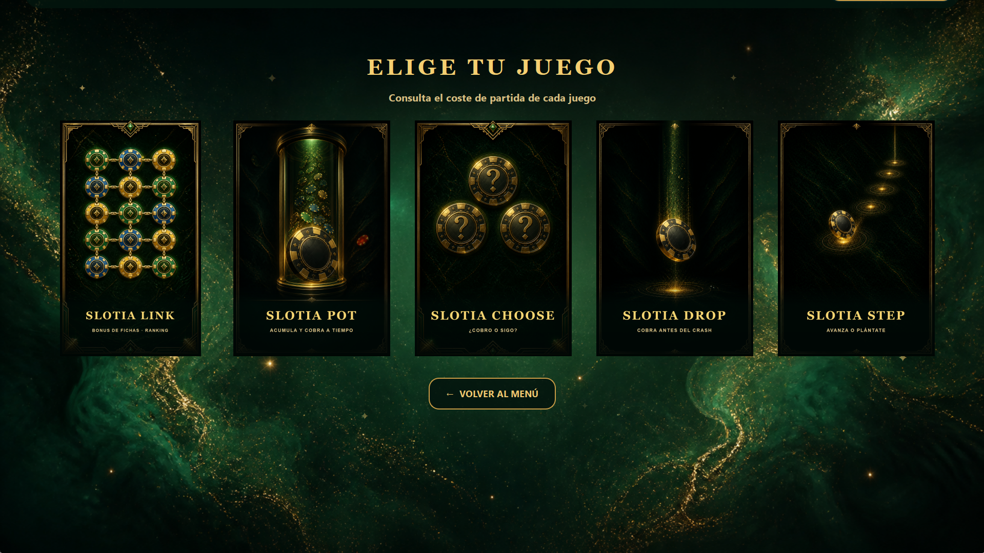 Selección de juegos de la aplicación Slotia